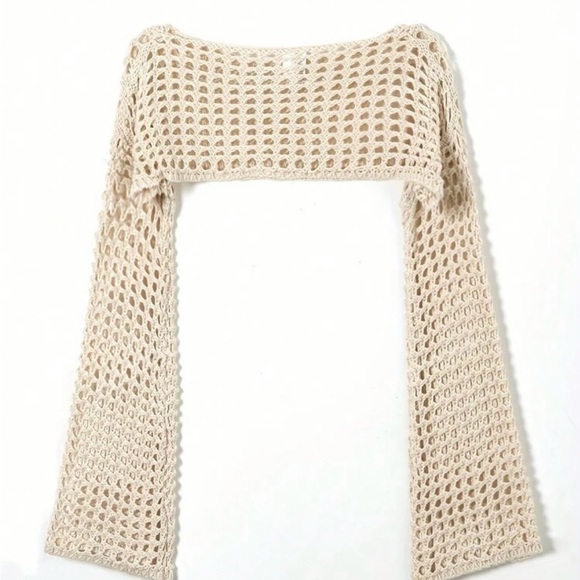 Cream Open-Knit Shrug Sweater - Picture 2 of 10